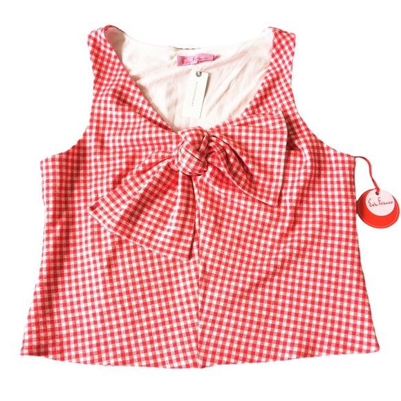 Anthropologie Eva Franco Gingham Bow Top Women's XL - Picture 1 of 16